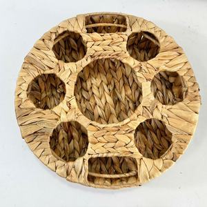 Plateau en verre rond fait à la main du Vietnam Design durable écologique Jacinthe d'eau Caractéristique décorative Nouvelle tendance Plateau de service - Product Image 1