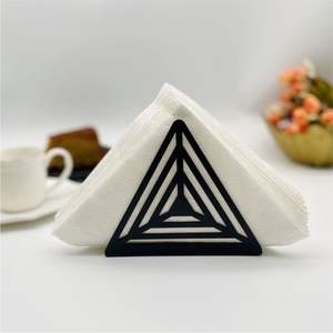 Porte-serviettes en métal géométrique moderne, noir, triangulaire, distributeur de papier pour la décoration de table, restaurant, hôtel, mariage, fête - Product Image 1