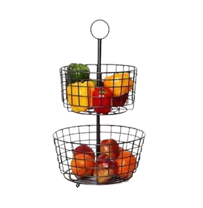 Panier en fer forgé rectangulaire noir avec poignées en bois, style nordique, organisateur multi-usages, panier à fruits - Product Image 4