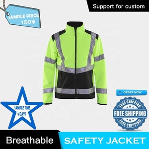TriPro Sports High Visibility Safety Jacket Reflective Workwear CE Certified Polyester Zip Warning Jacket for Road <b>Running</b> - Product Image 2