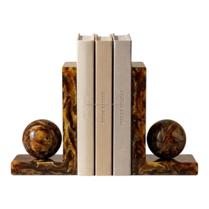 Porte-livres en résine personnalisés en gros, style Art Déco, en forme de L, motif marbré, pour décoration de table de luxe - Product Image 1