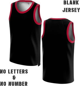 Maillot de basket-ball personnalisé noir et rouge à manches courtes en maille respirante à séchage rapide 100% coton unisexe - Product Image 4