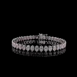Bracelet tennis ovale en platine pour femme, serti de diamants, certifié IGI, bijoux de mariage classiques - Product Image 2