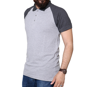 Polo en tricot à manches courtes pour homme, gris et gris foncé, à blocs de couleur, décontracté, coupe classique - Product Image 2