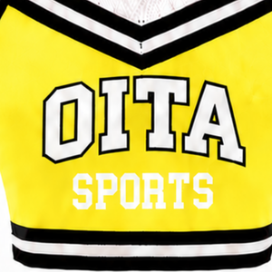 Haut court de cheerleading jaune vif, blanc et noir sans manches, pour performance athlétique, uniforme de cheerleading pour femmes et filles, entraînement d'équipe - Product Image 5
