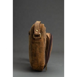 กระเป๋าสะพายคาดลำตัวหนังแท้แบบยูนิเซ็กซ์มีซิปปิดส่งเอกสารไหล่กันขโมยซับในผ้าฝ้ายเนื้อนุ่มทรงเรขาคณิต - Product Image 4