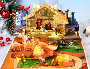 Tarjeta de Felicitación Navideña 3D Pop-Up con Escena de la Natividad, Impresión Digital en Papel, Laminado Brillante - Product Image 4