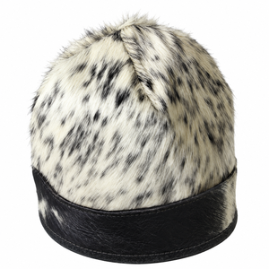 Chapeau en cuir noir avec couronne en fourrure tachetée et design contrastant pour accessoire de mode de boutique, vente en gros - Product Image 2
