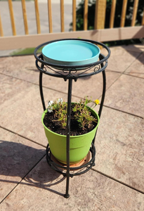 Soporte Moderno de Metal Negro de 2 Niveles para Plantas, Soporte Redondo para Macetas, Decorativo para Interiores, Exteriores, Jardín, Balcón, Patio - Product Image 5