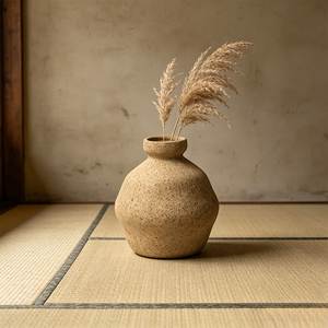 KRAFT WORLD Modern Minimalist Dark Brown Ceramic Porcelain Matte Glaze Handcrafted Rustic <b>Textured</b> Scratch Resistant <b>Vase</b> - Product Image 3