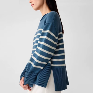 Women Oversized Sweatshirt Fleece Crewneck Gym Wear Casual Streetwear Custom Logo Private Label Knit Top Sweater - Product Image 3