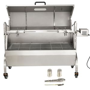 Griglia Elettrica in Acciaio Inox con Motore da 50W per Barbecue, Girarrosto per Maiale Intero e Agnello, con Copertura, per Uso Esterno - Product Image 1