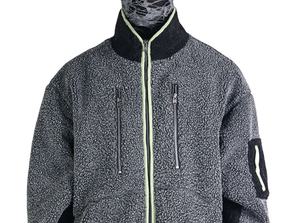 Veste universitaire noire unisexe de qualité supérieure avec poches multi-zippées, laine épaisse, coton épais, col montant, saison d'hiver, vente en gros appropriée - Product Image 4