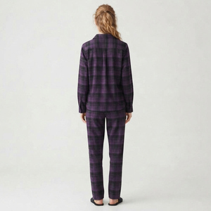 <b>Women</b> Plaid Pajama Set Long Sleeve Button Down Sleepwear <b>Suit</b> Full Length Drawstring Closure Nightwear Dress Plaid Shirt Trouser - Product Image 3
