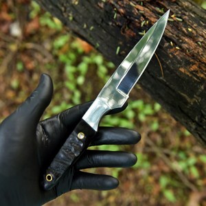 Handmade Carbon Steel High Polish Fixed Blade Hunting Camping <b>Knife</b> with Ram Horn <b>Handle</b> OEM ODM Available Factory Direct <b>Knives</b> - Product Image 2