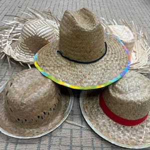 Sombrero de paja natural vietnamita de alta calidad con logotipo de marca/sombrero de vaquero de paja negro clásico para fiesta informal sombrero de regalo diario - Product Image 1