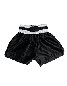 Pantalones Cortos de Boxeo de Satén Negro para Hombre, Corte Regular, 100% Poliéster Elástico, Ropa de Artes Marciales, Talla Adulto y Color Personalizado con Logotipo - Product Image 1