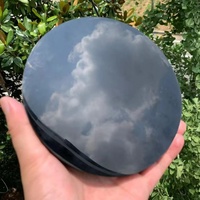 Plaque ronde en obsidienne noire polie miroir, pierre de guérison en cristal, outils rituels pour la divination, la méditation, la décoration et les ornements