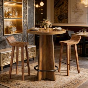 Wooden Tavern <b>Bar</b> Table with Storage Drawers <b>Small</b> Side Coffee Table - Product Image 1