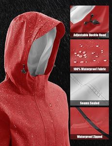 Chaqueta cortavientos impermeable con capucha, informal, estilo urbano, con bloques de color, plegable, para viaje. - Product Image 4