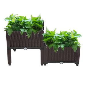 2 Pezzi di Contenitori per Piante da Giardino Componibili - Marrone - Product Image 5