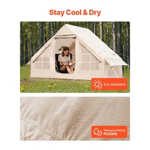 Tenda Gonfiabile per 3-5 Persone Facile da Montare per Campeggio, in Oxford 300D, Tenda Glamping 4 Stagioni con Pompa Manuale e Compatibilità Stufa - Product Image 4