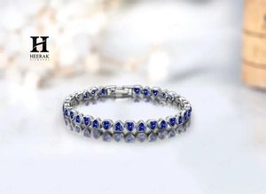Bracelet tennis de luxe en saphir bleu en forme de cœur, bijoux fins en or jaune 18 carats pour femmes - Product Image 2