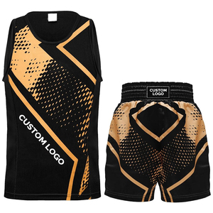 Ensemble de vêtements de boxe en gros sous marque privée, impression par sublimation, tenue de combat unisexe, short de boxe en satin personnalisé, débardeur extensible - Product Image 1