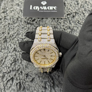 Reloj de Lujo con Diamantes Moissanite de Alta Calidad, Certificado D VVS, Correa de Acero Inoxidable de 22 mm de Ancho, Resistente al Agua, con Puntero - Product Image 3