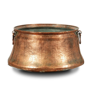 Maceta de metal antigua con acabado esmaltado en turquesa y adornos dorados para plantas de interior, estilo vintage. - Product Image 4