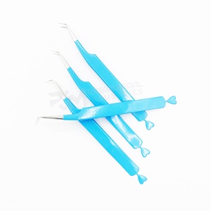 แหนบต่อขนตาเคลือบสีฟ้า RMI ปลายสแตนเลสสีเงิน พร้อมกล่องแม่เหล็กและซองหนัง - Product Image 2