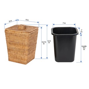 <b>Square</b> Waste <b>Basket</b> and Trash Bin with Lid Handmade Storage <b>Basket</b> Wholesale eco-friendly Made in Viet Nam - Product Image 4