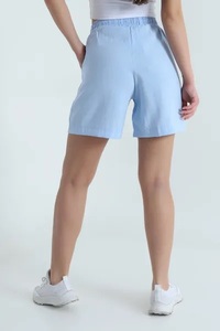 EVER GLOW Hot High Waist Black Woven <b>Shorts</b> Elastic Waist Breathable 100% Cotton Loose Fit Solid Color Casual Women's <b>Shorts</b> - Product Image 2