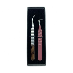 Customized Brand Precision Stainless Steel Eyelash Tweezers <b>Pink</b> Handle <b>Box</b> Packaging Smooth Tip Logo Customization Multi-Length - Product Image 4