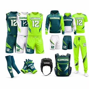 Ensemble d'uniformes de football 7 sur 7 sublimés à compression pour hommes, équipement complet rouge et bleu, 11 pièces, évacuation de l'humidité, toutes saisons, vêtements ajustés - Product Image 1