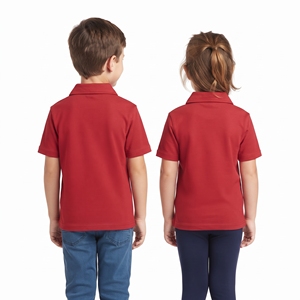 Polo rouge personnalisable pour enfants, unisexe, manches courtes, col rabattu, tenue scolaire, haut décontracté, fabricant OEM ODM en gros - Product Image 2