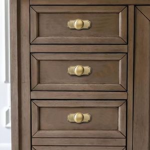 Lot de 2 poignées de meuble vintage en laiton brossé doré satiné de 1-1/4 pouces avec plaque de fixation pour tiroirs - Product Image 2