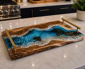 Plateau décoratif en bois et résine de qualité supérieure pour la présentation de cadeaux de mariage et une présentation élégante de la salle à manger - Product Image 6