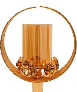 Porte-bougie en laiton de forme circulaire dorée, résistant à la chaleur, décoration pour la maison - Product Image 3