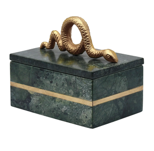Caja de Mármol, Artesanía Antigua, Diseño con Asa de Latón, Artesanía en Piedra Verde, Caja de Regalo Blanca de Mármol de Alta Calidad - Product Image 1