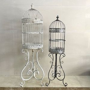 Lanterne en fil métallique personnalisée en forme de cage à oiseaux avec découpes de feuilles, décoration pour la maison et le jardin, centre de table décoratif en forme de cage à oiseaux - Product Image 5