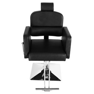 Poltrona da Barbiere Reclinabile in Pelle PVC con Piastra Quadrata e Poggiapiedi, Telaio in Acciaio Galvanizzato, Capacità 300 libbre, Nera HZ8897B N001 - Product Image 1