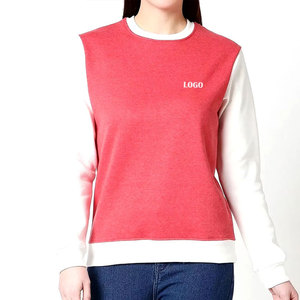 Sweat-shirt pour femme, couleur rouge, col rond, manches longues, tricoté en coton et fibre de bambou, vêtement décontracté d'automne, logo en lettres sur le devant - Product Image 1