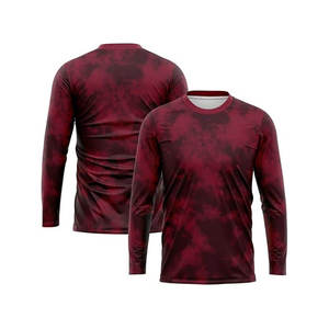 Camiseta de Manga Larga para Hombre, Cuello Redondo, Azul y Negro, Diseño Tie Dye, Tejido Transpirable, Satinado, Casual, Corte Ajustado, Largo Regular - Product Image 5