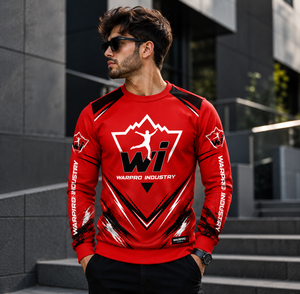 เสื้อสเวตเชิ้ตคอกลมสีแดงสำหรับผู้ชาย Warpro Industry พิมพ์ลายแบบ Sublimation ทรงปกติ ดีไซน์สปอร์ต เหมาะสำหรับใส่ในฤดูใบไม้ร่วง - Product Image 3
