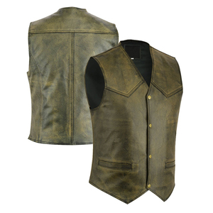 Thermal Lined <b>Mens</b> <b>Leather</b> <b>Vest</b> Heavy Weight Real <b>Leather</b> Winter Biker Waistcoat Casual Outerwear Exporter Supply - Product Image 4