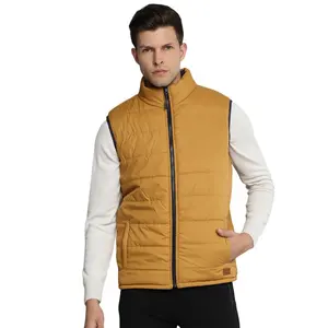 I più venduti uomini blu Navy e giallo senape reversibile senza maniche giacca trapuntata leggera eco-friendly uomo Reverse Puffer Vest