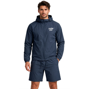 <b>Mens</b> Nylon Polyester Windbreaker Short Set Zip Jacket Casual Streetwear Two Piece Outfit Custom Apparel - Product Image 1