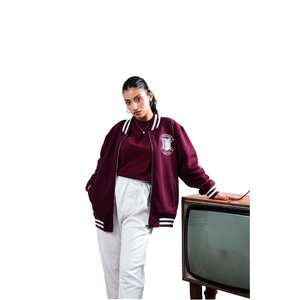 Chaquetas universitarias de colección de invierno OEM para hombres y mujeres patrón de letras bordado de chenilla suelta elegante - Product Image 2