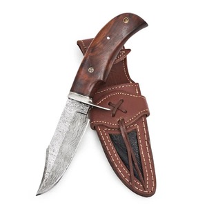 Edge Master Manufacture Handmade Damascus Steel Industrial Grade 8in Straight <b>Back</b> Skinning Knife Wood Handle OBM Customizable - Product Image 1